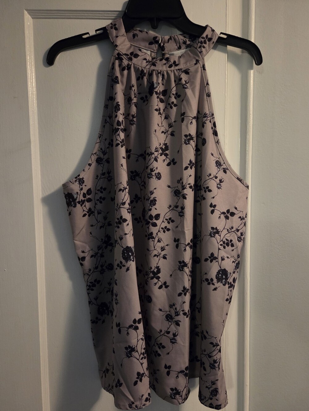 SHEIN Curve 2XL Light Gray Floral Tank Top